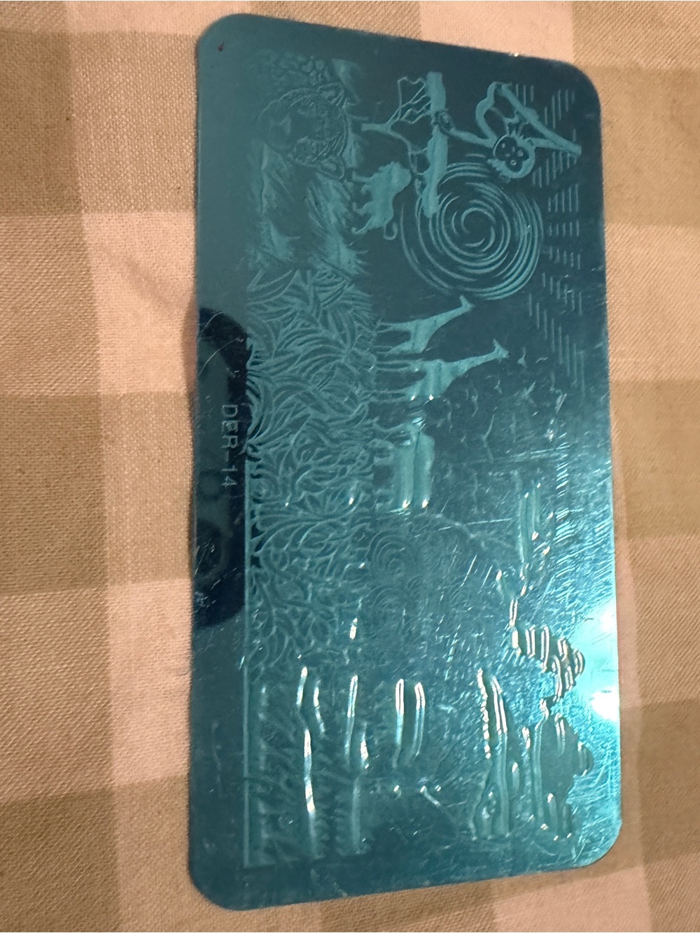 Teal Metal Nail Art Stamping Plate with Nature Design